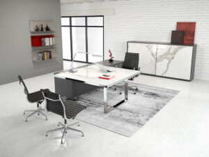 Romilda 4 – Executive Desk With Ring Leg With Optional Credenza Unit 01