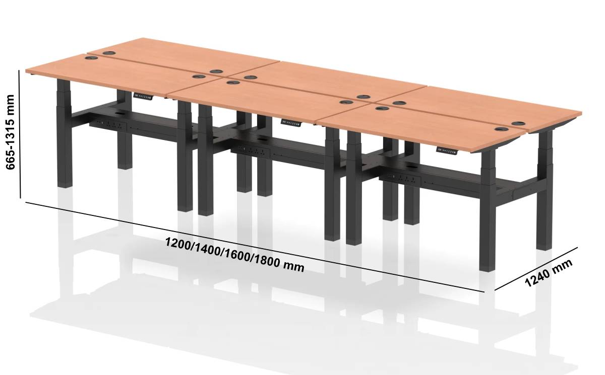 Airica 1 Back To Back Height Adjustable Desk For 2, 4 And 6 Person Dimmssion Image