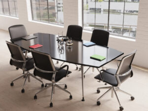 Hilario And Louis Bundle High Gloss Barrel Shape Meeting Table With Medium Back Chair Main Img