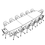 Large Barrel Shape Table + 14 Chair