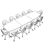 Medium Barrel Shape Table + 12 Chair