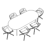 D-End Shape Table + 6 Chair