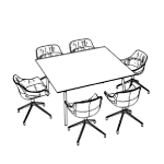 Squre Shape Table + 6 Chair