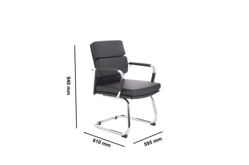 Aden 1 Medium Back Leather Visitor Office Chair With Armrest Dimensions Img1