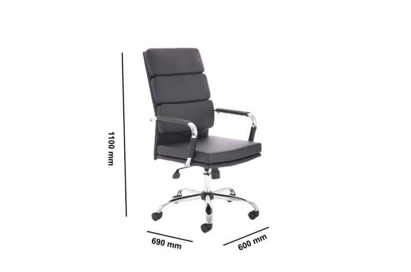 Aden Black Bonded Leather Executive Task Chair With Armrest Dimensions Img1