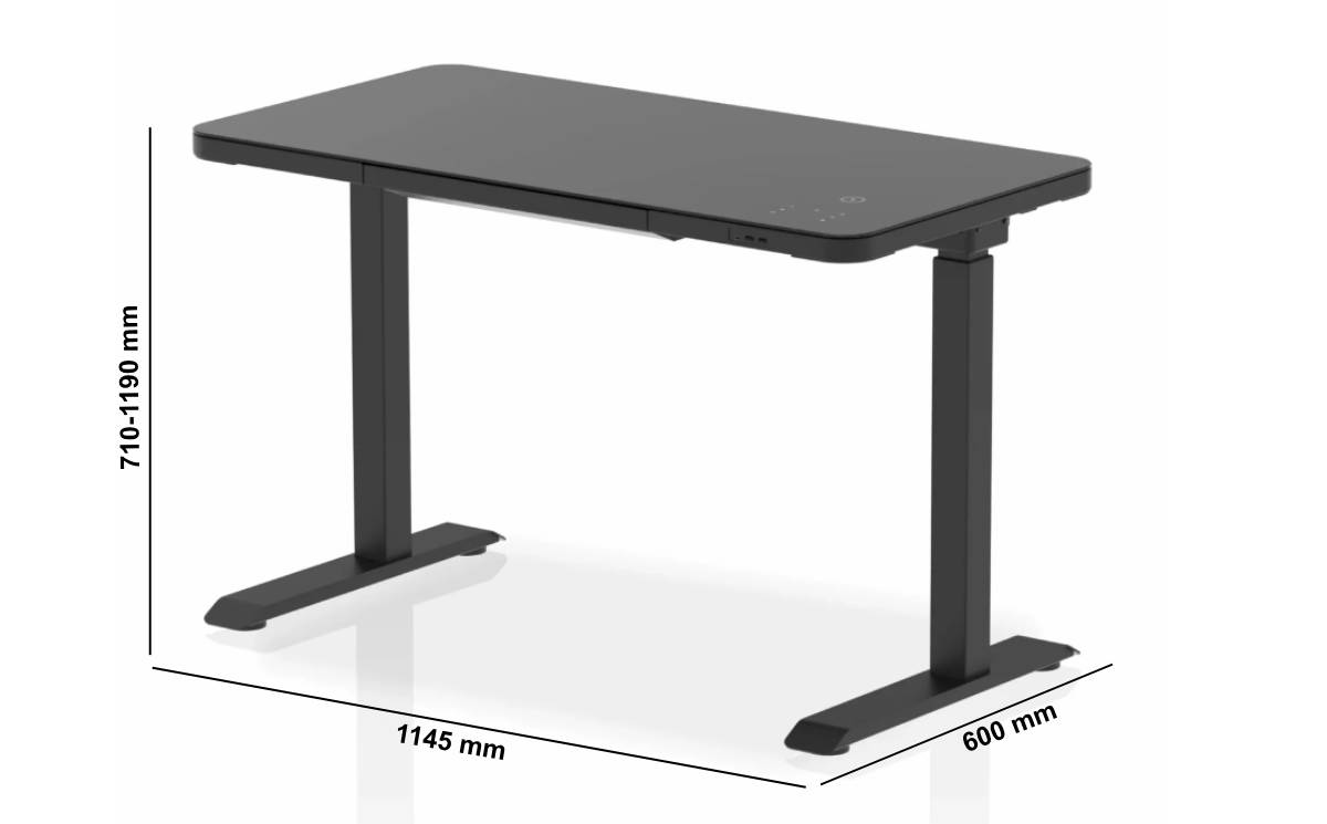 Ice Rectangular Shaped Black Height Adjustable Table Dimmssion Image