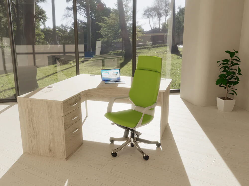 Imara 2 Corner Desk With High Pedestal And Panel Legs Main Img Imara 2 Corner Desk With High Pedestal And Panel Legs Main Img