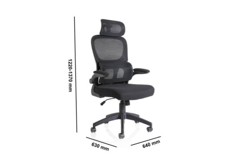 Isra Task Operator Mesh Back Fabric Seat With Headrest Dimensions Img1