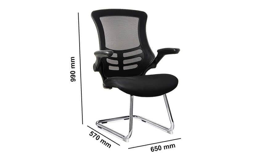 Madino 1 Black Cantilever Legs Meeting Room Chair Dimension Image