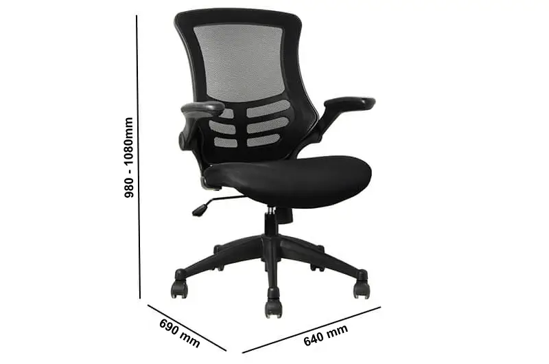Madino Mesh Seat And Back Operations Office Chair Dimeinsion Img