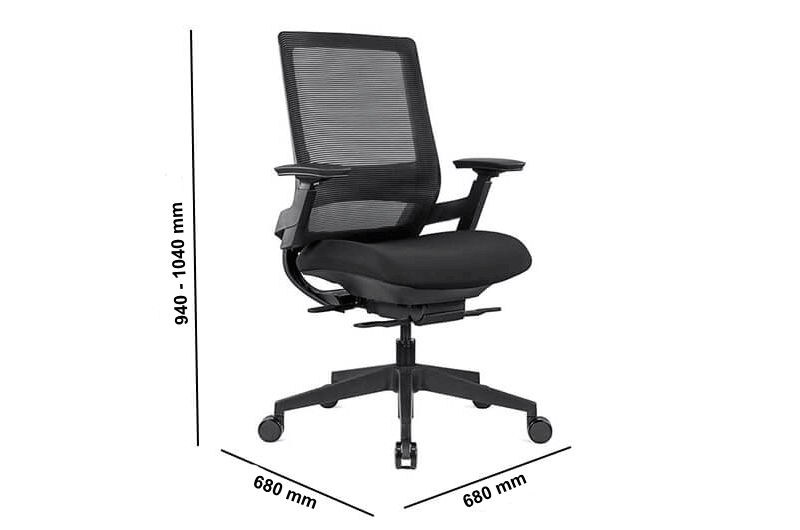 Mariya Black Ergonomic Mesh Task Chair With Optional Headrest Dimension Img