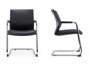 Milda Black Faux Leather Meeting Chair 1