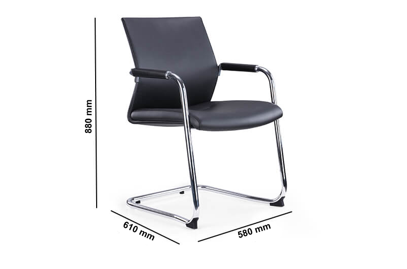 Milda Black Faux Leather Meeting Chair Dimension Img
