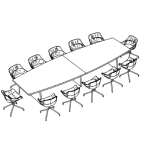 Medium Barrel Shape Table + 12 Chair