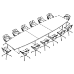 Large Barrel Shape Table + 14 Chair