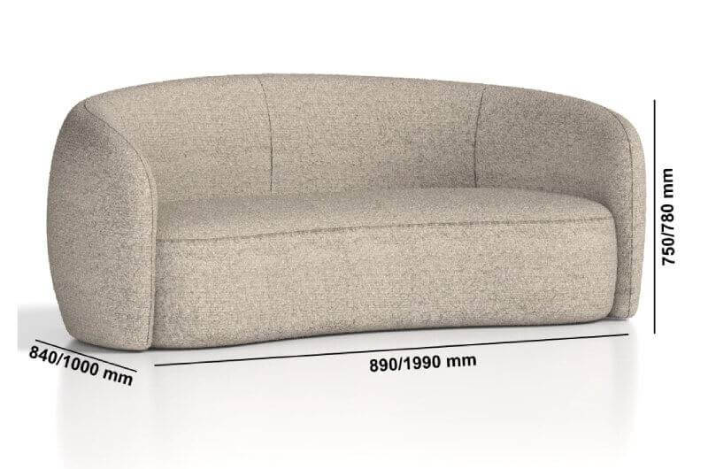 Pheonix Cream Boucle Armchair And Sofa Dimensions Img1