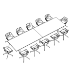 Large Rectangular Shape Table + 12 and 16 Chair
