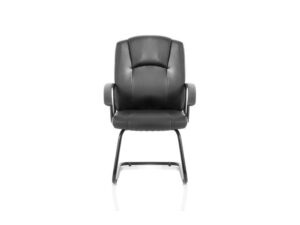 Belle 1 Medium Back Black Soft Bonded Leather Black Frame Cantilever Visitor Chair 01 Img