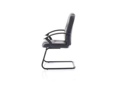 Belle 1 Medium Back Black Soft Bonded Leather Black Frame Cantilever Visitor Chair 02 Img