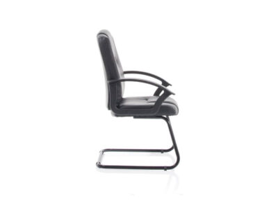 Belle 1 Medium Back Black Soft Bonded Leather Black Frame Cantilever Visitor Chair 03 Img