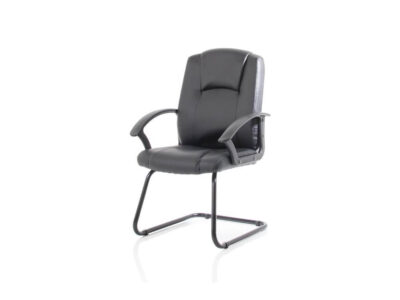 Belle 1 Medium Back Black Soft Bonded Leather Black Frame Cantilever Visitor Chair 04 Img
