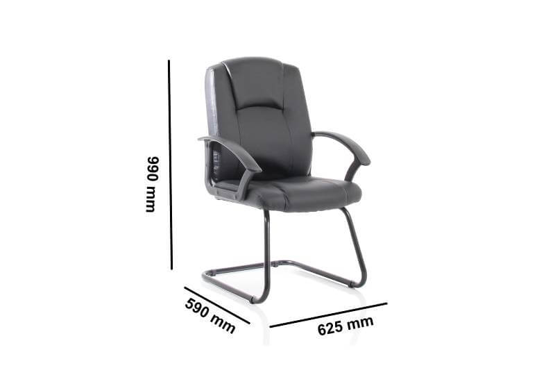 Belle 1 Medium Back Black Soft Bonded Leather Black Frame Cantilever Visitor Chair Dimensions Img