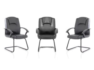 Belle 1 Medium Back Black Soft Bonded Leather Black Frame Cantilever Visitor Chair Main Img