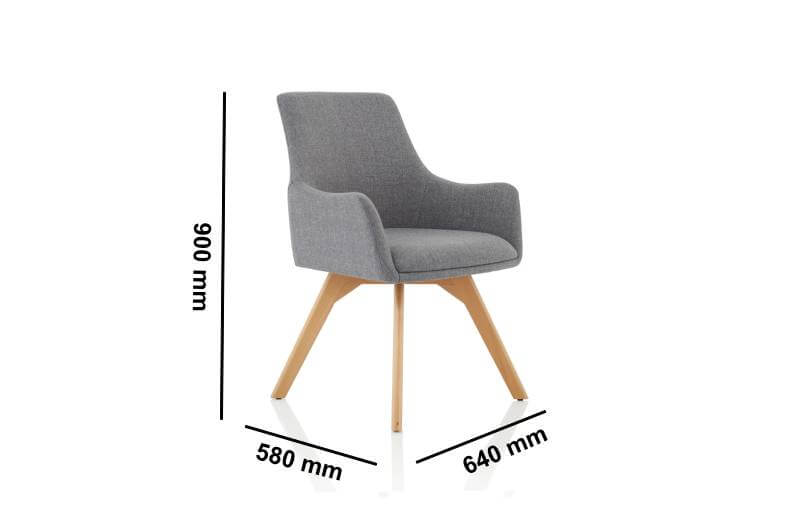 Camryn Fabric Wooden Leg Visitor Chair Dimensions Img