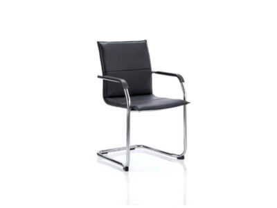 Emery Medium Back Leather Cantilever Visitor Chair With Arms 03 Img