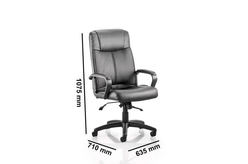 Pepa High Back Executive Black Soft Bonded Leather Office Chair With Arms Dimensions Img