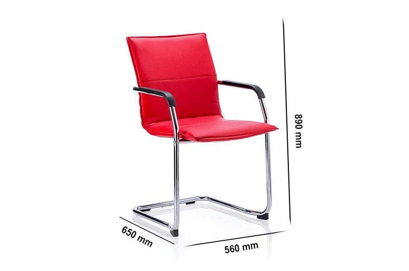 Emery- Medium Back Leather Cantilever Visitor Chair with Arms Dimensions Img