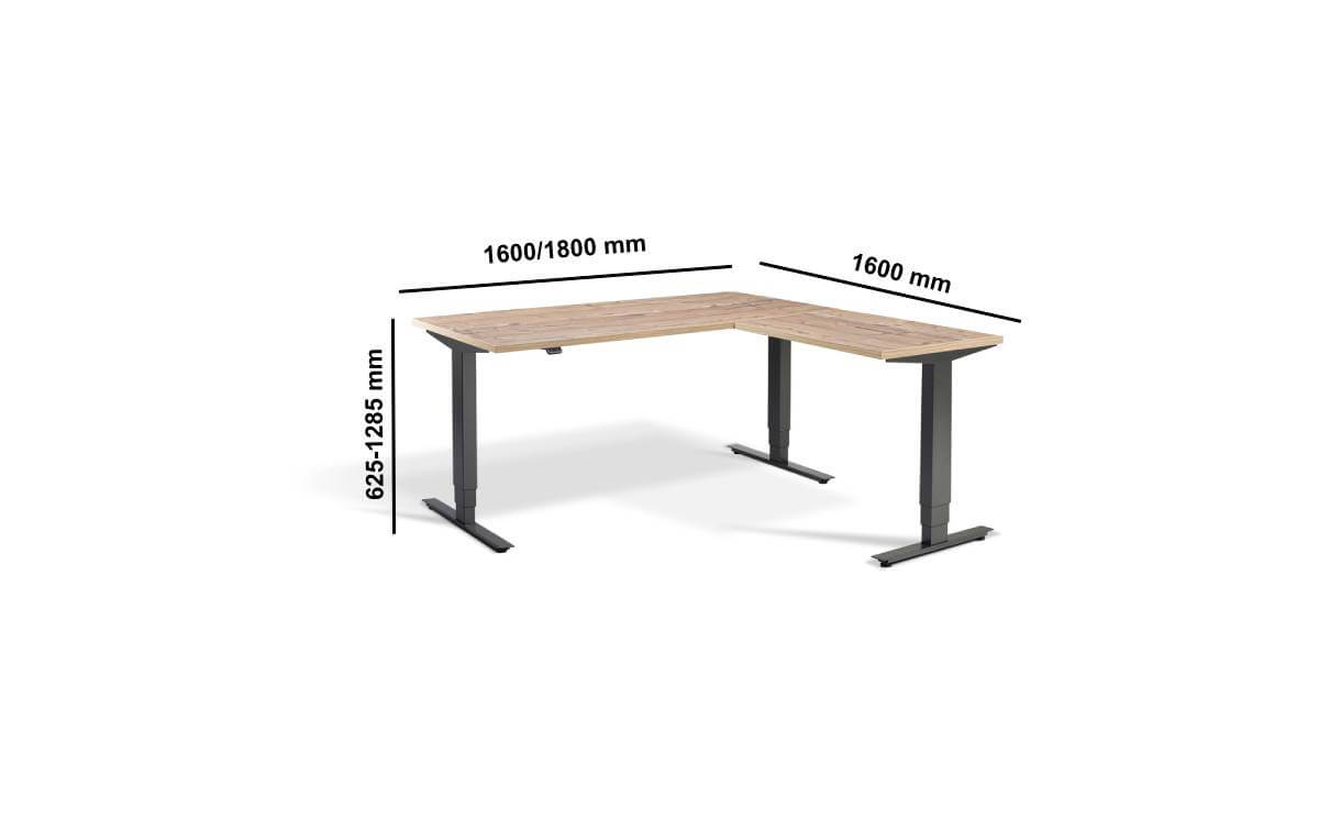 Ayana 1 Height Adjustable Desk With Return Dimensions Img