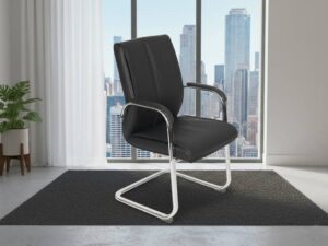 Milena 1 Black Faux Leather Meeeting Room Chir With Chrome Cantilever Frame Main Image