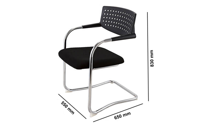 Macy Black Meeting Chair With Chrome Cantilever Frames Dimension Image